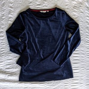Velvet Navy Long-Sleeved Top